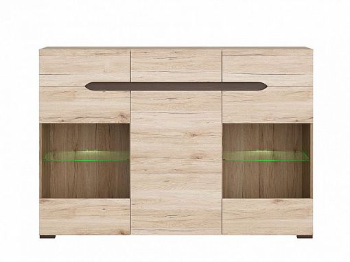 Elpasso Vitrína KOM2W1D3S Dub san remo světlý/dub wenge hnědý