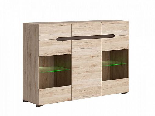 Elpasso Vitrína KOM2W1D3S Dub san remo světlý/dub wenge hnědý