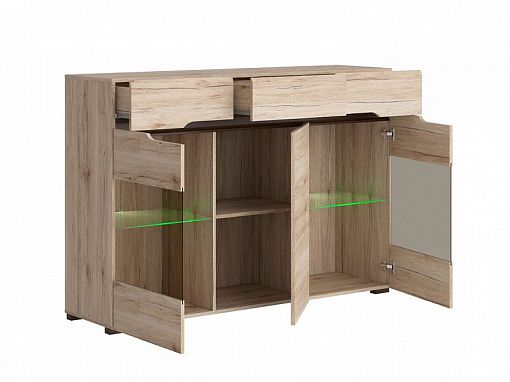 Elpasso Vitrína KOM2W1D3S Dub san remo světlý/dub wenge hnědý