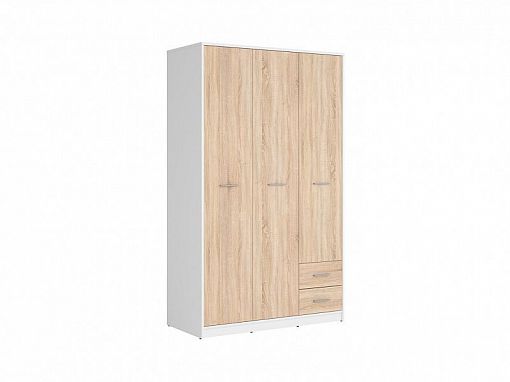 Nepo Plus Šatní skříň SZF3D2S Bílá/Dub sonoma