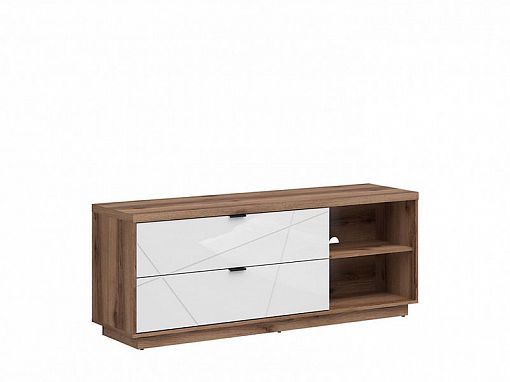 FORN televizní stolek RTV2S, dub delano tmavý/bílý lesk
