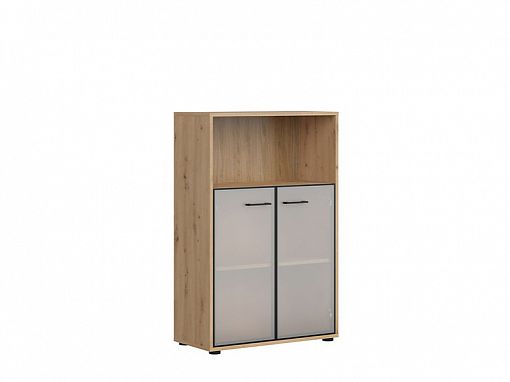 SPACE OFFICE vitrína REG2W/120, dub artisan/černý mat