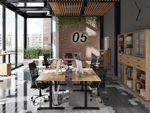 SPACE OFFICE vitrína REG2W/120, dub artisan/černý mat