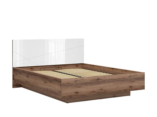 FORN postel LOZ/160/B + rošt, dub delano tmavý/bílý lesk