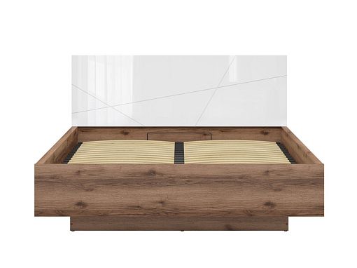 FORN postel LOZ/160/B + rošt, dub delano tmavý/bílý lesk