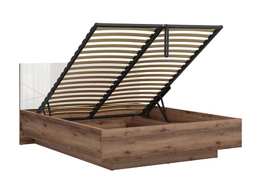 FORN postel LOZ/160/B + rošt, dub delano tmavý/bílý lesk