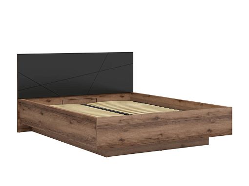 FORN postel LOZ/160/B + rošt, dub delano tmavý/černý mat