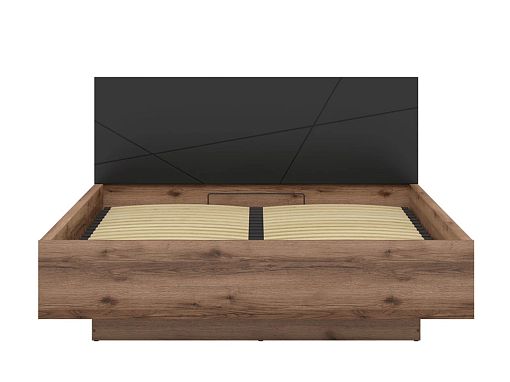 FORN postel LOZ/160/B + rošt, dub delano tmavý/černý mat