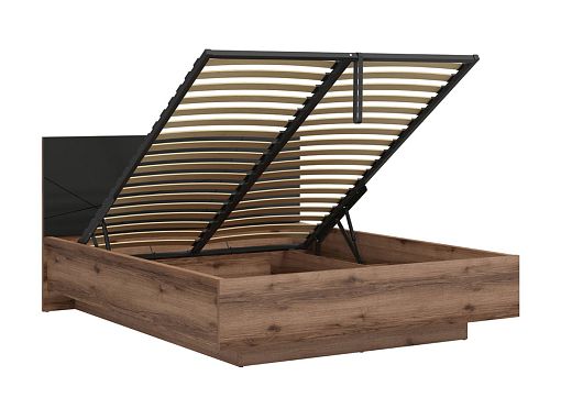 FORN postel LOZ/160/B + rošt, dub delano tmavý/černý mat