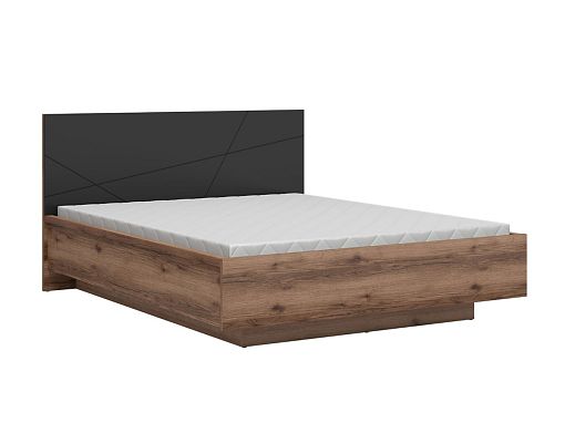 FORN postel LOZ/160/B + rošt, dub delano tmavý/černý mat
