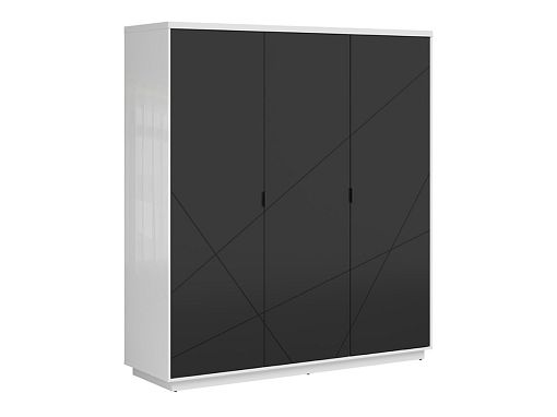 FORN šatní skříň SZF3D, bílý lesk/černý mat