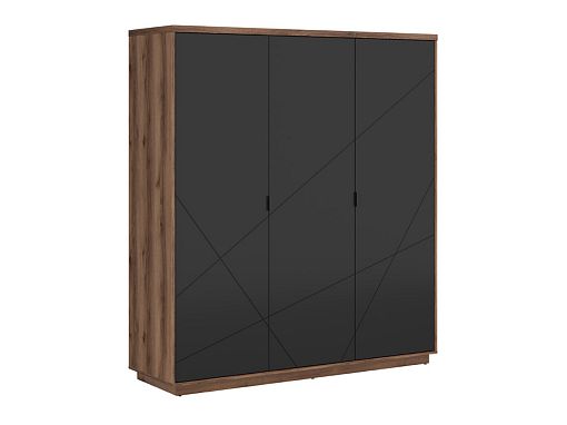 FORN šatní skříň SZF3D, dub delano tmavý/černý mat