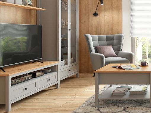 SALGA televizní stolek RTV2S, šedá arktisgrau/dub artisan