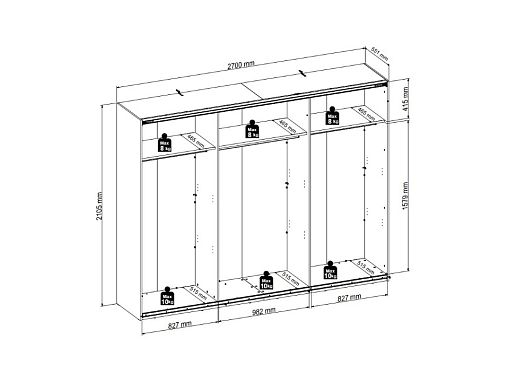 Šatní skříň Lamea SZF3D/270/210/3, dub artisan