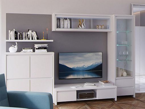 Kaspian Vitrína SFW1W/140 bílá/bílá matná