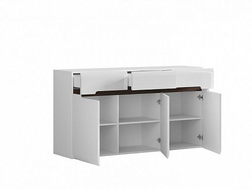 Azteca Trio Komoda KOM3D3S/8/15 Bílý/bílý lesk