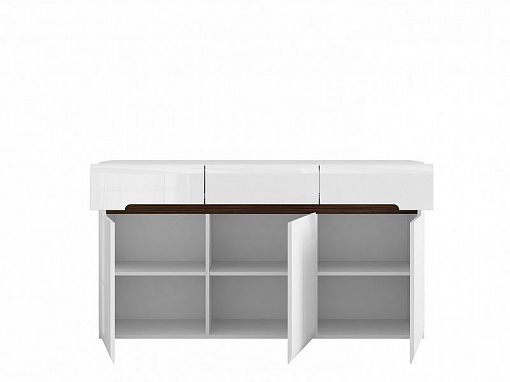 Azteca Trio Komoda KOM3D3S/8/15 Bílý/bílý lesk