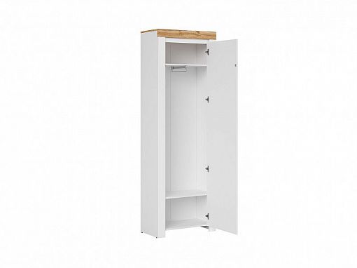 HOLTEN šatní skříň REG1D/200, bílá/dub woltan/bílý lesk