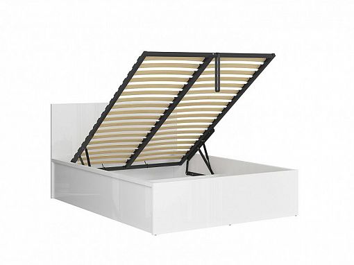 TETRIX postel 140 cm + rošt a úložný prostor, bílý lesk
