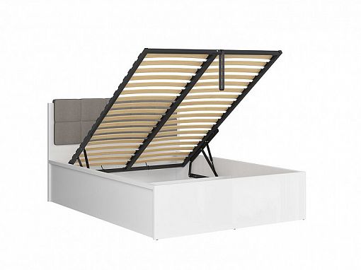 TETRIX postel 140 cm + rošt a úložný prostor, bílý lesk