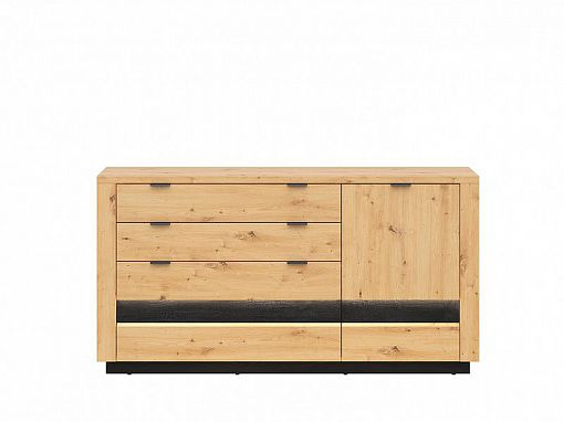 OSTIA komoda KOM1D4S, dub artisan/černý lesk