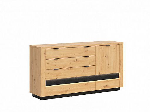 OSTIA komoda KOM1D4S, dub artisan/černý lesk