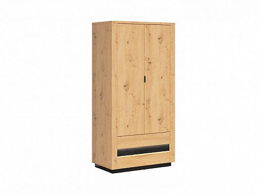 OSTIA šatní skříň SZF2D2S, dub artisan/černý lesk