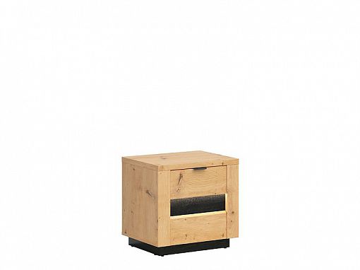 OSTIA noční stolek KOM2S, dub artisan/černý lesk