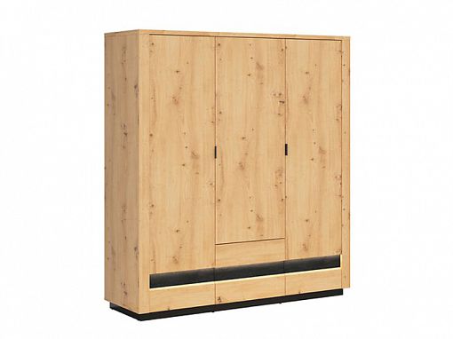 OSTIA šatní skříň SZF3D2S, dub artisan/černý lesk
