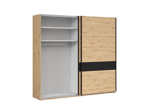 PONT šatní skříň SZF/240, dub artisan/černý mat