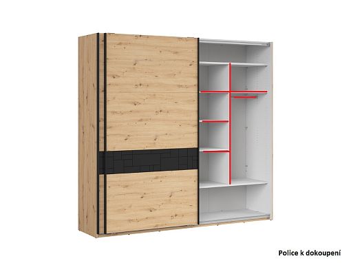 PONT šatní skříň SZF/240, dub artisan/černý mat