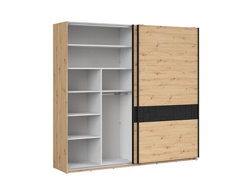 PONT šatní skříň SZF/240, dub artisan/černý mat