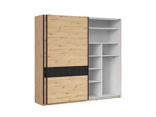 PONT šatní skříň SZF/240, dub artisan/černý mat