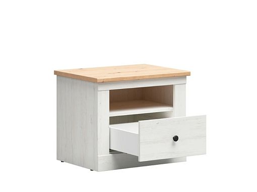 FRIJA noční stolek KOM1S, borovice bílá andersen/dub artisan