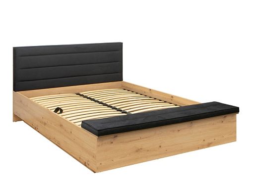 OSTIA postel 140 cm + rošt a úložný prostor, dub artisan/černá
