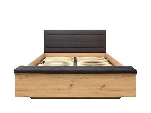 OSTIA postel 140 cm + rošt a úložný prostor, dub artisan/černá