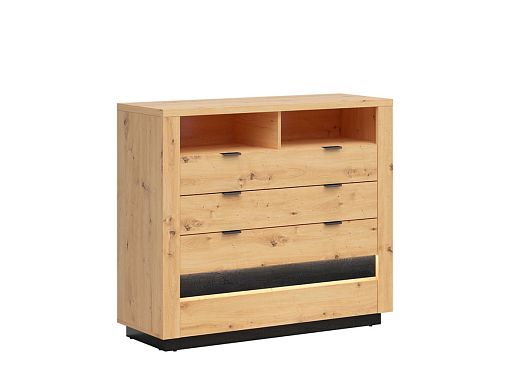 OSTIA komoda KOM4S, dub artisan/černý lesk