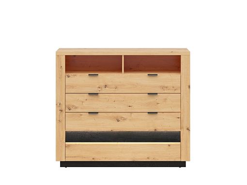 OSTIA komoda KOM4S, dub artisan/černý lesk