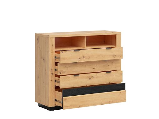 OSTIA komoda KOM4S, dub artisan/černý lesk