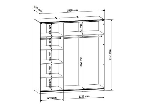 TETRIX šatní skříň SZF/183/2M, bílý lesk