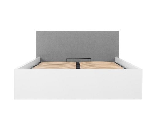 TETRIX postel s čalouněným čelem LOZ/140/B/T, bílý lesk/šedá