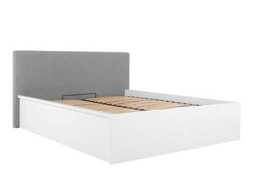 TETRIX postel s čalouněným čelem LOZ/160/B/T, bílý lesk/šedá