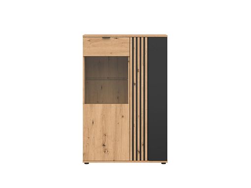 VABRES vitrína REG1D1W/90, dub artisan/černá
