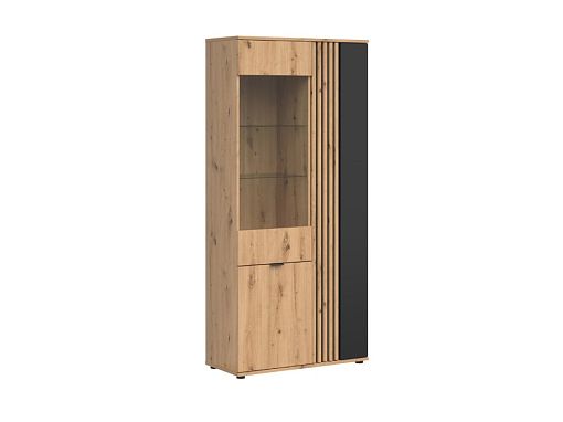 VABRES vitrína REG2D1W/90, dub artisan/černá