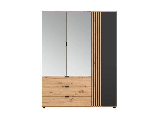 VABRES šatní skříň SZF1D2M3S, dub artisan/černá