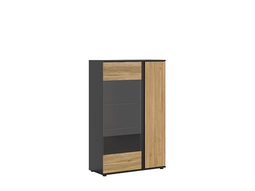 LUEN nízká vitrína REG1W1D, černá/dub tegola/dub mauvella