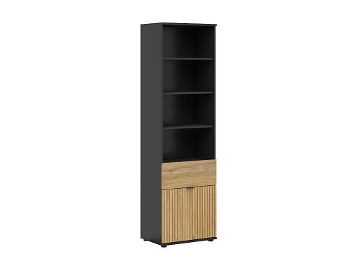 LUEN regál REG1D1S/57, černá/dub tegola/dub mauvella