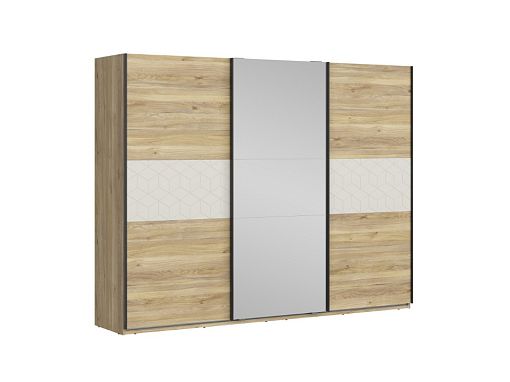 GLAMOUR šatní skříň SZF3D/270/210/3M, kašmír/dub mauvella