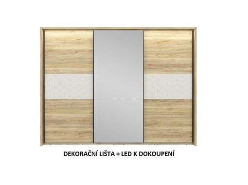 GLAMOUR šatní skříň SZF3D/270/210/3M, kašmír/dub mauvella