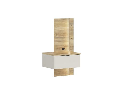 GLAMOUR noční stolek KOM1S/L + LED, levá, kašmír/dub mauvella